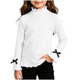 thumbnail image 1 of OGLCCG Girls Long Sleeve Shirts Lettuce Trim Mock Neck Slim Fit Blouses Kids Cute Bow Soft Base Layer Ruffle Tops 1-10 Years, 1 of 5