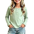 thumbnail image 1 of OGLCCG Girls' Long Sleeve Shirts Ribbed Knit Crew Neck Kid's Tops Fall Casual Tees Basic Undershirts Size 0-10, 1 of 6