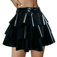 thumbnail image 1 of OGLCCG Girls Metallic Short Skirt Sparkly Shiny 2-Layer Ruffle Cake Skirts For Party Cheerleaders Puffy Gauze Skirt Tutu 5-15 Years, 1 of 3