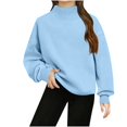 thumbnail image 1 of OGLCCG Girls Mock Neck Sweatshirts Oversized Long Sleeve Fleece Pullover Sweatshirts Lightweight Fall Winter No Hood Plain Turtleneck Tops 5-14 Years, 1 of 8