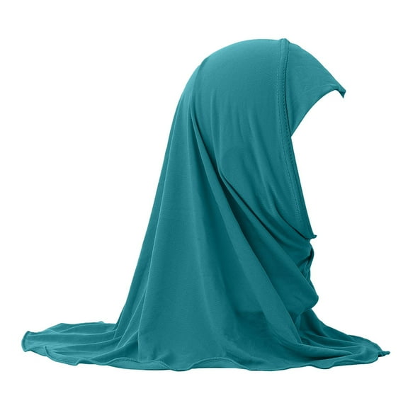 OGLCCG Girls Muslim Hijab Cotton Kids Head Scarf Shawls Neck Wrap Islamic Scarf Shawls Lace Headscarf Cap, Plain Hijabs for Girls Age 4-6