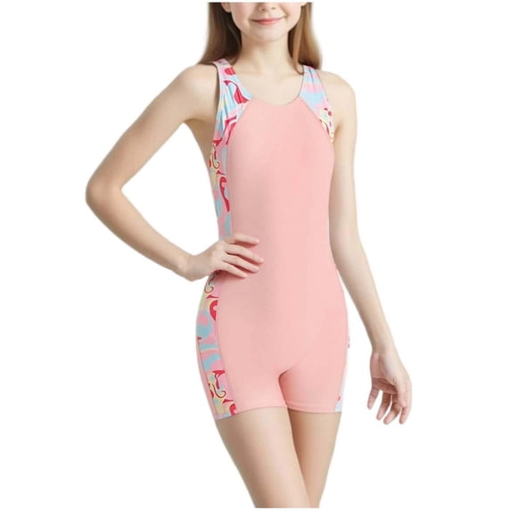 OGLCCG Girls One Piece Swimsuit Kids Sport Competitive Bathing Suit Teens Athletic School Boyleg Swimming Swimwear 5-15 Years