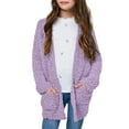 thumbnail image 1 of OGLCCG Girls Open Front Cardigan Long Sleeve Popcorn Knit Sweaters Outwear Lightweight Fall Winter Warm Soft Coat with Pockets 5-14 Years, 1 of 7