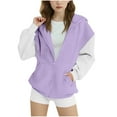 thumbnail image 1 of OGLCCG Girls Oversized Full Zip Hoodie Casual Long Sleeve Sweatshirts Cute Loose Fit Color Block Jackets with Pockets 4-15 Years, 1 of 3
