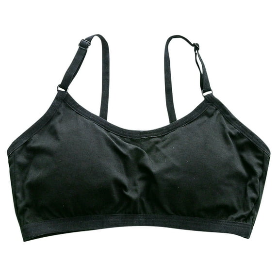 OGLCCG Girls Padded Training Bras Teens Seamless Cotton Spaghetti Strap Camisole Thin Stretch Breathable Sports Bralette 9-13 Years