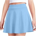 thumbnail image 1 of OGLCCG Girls Pleated Skirt Casual Stretch Waist Flared Plain Pleated Mini Skater Skirt High Waisted A Line School Uniform Skirts 4-15 Years, 1 of 7
