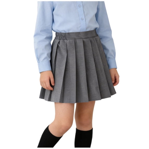 OGLCCG Girls Pleated Skirt Kids High Waisted Tennis Skirt Teens Pull on Elastic Waist School Uniform Skirt Size 2-16