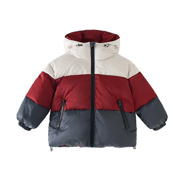 OGLCCG Girls' Puffer Jacket Full Zip Winter Hooded Padded Jacket with Pockets Color Block Heavyweight Thermal Long Sleeve Down Coat 1-12 Years