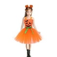 thumbnail image 1 of OGLCCG Girls Pumpkin Costume Kids Sleeveless Birthday Party Lace Tute Dress Fashion All Saints' Day Outfits 3-12 Years, 1 of 7