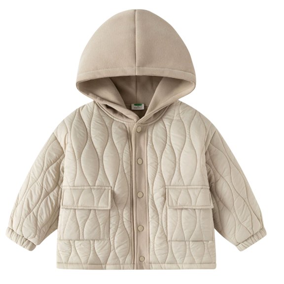 OGLCCG Girls Quilted Poffer Jacket Insulated Fleece Lined Softshell Coat with Hood Button Down Thicken Snow Jacket with Pockets 3-9 Years