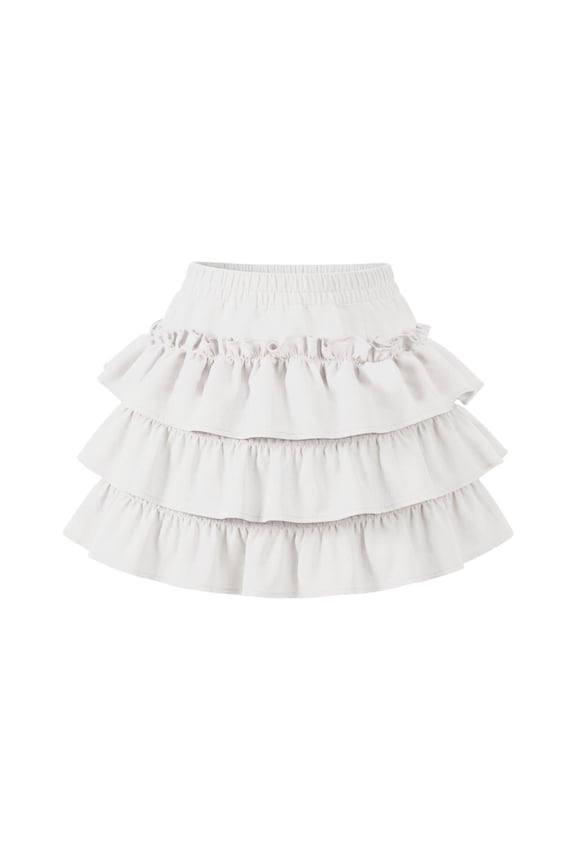 Girls Ruffle Tiered Mini Skirt Kids High Waist Flowy Boho Mini Skorts Summer Layered Ruffle Skirts 3-13 Years