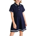 thumbnail image 1 of OGLCCG Girls School Uniform Short Sleeve Dress Lapel Collared A Line Tennis Golf Dress with Ruffle Trim Casual Summer Active Sports Dresses 5-15 Years, 1 of 5
