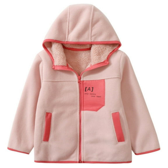 OGLCCG Girls Sherpa Lined Jacket with Hood Zip Up Long Sleeve Soft Warm Plush Fleece Jacket with Pockets Soft Autumn Winter Youth Coat 4-15 Years