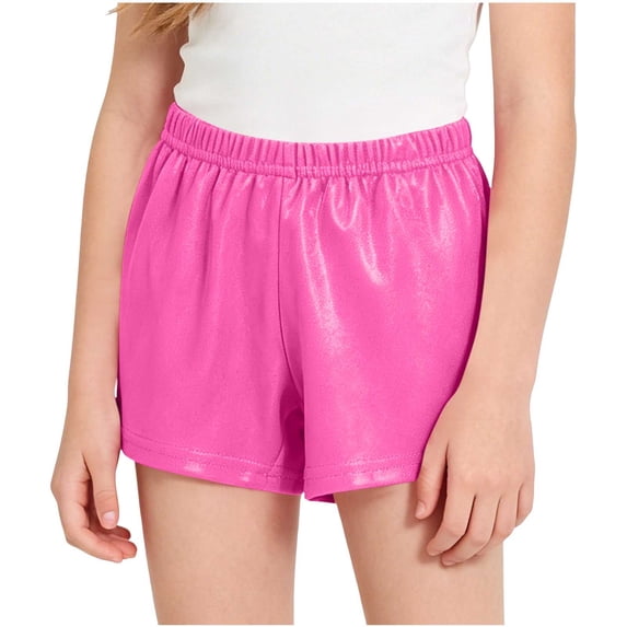 OGLCCG Girls' Sparkle Glitter Shorts Dance and Tumbling Athletic Gymnastics Shorts Solid Color Bottoms 2-11 Years