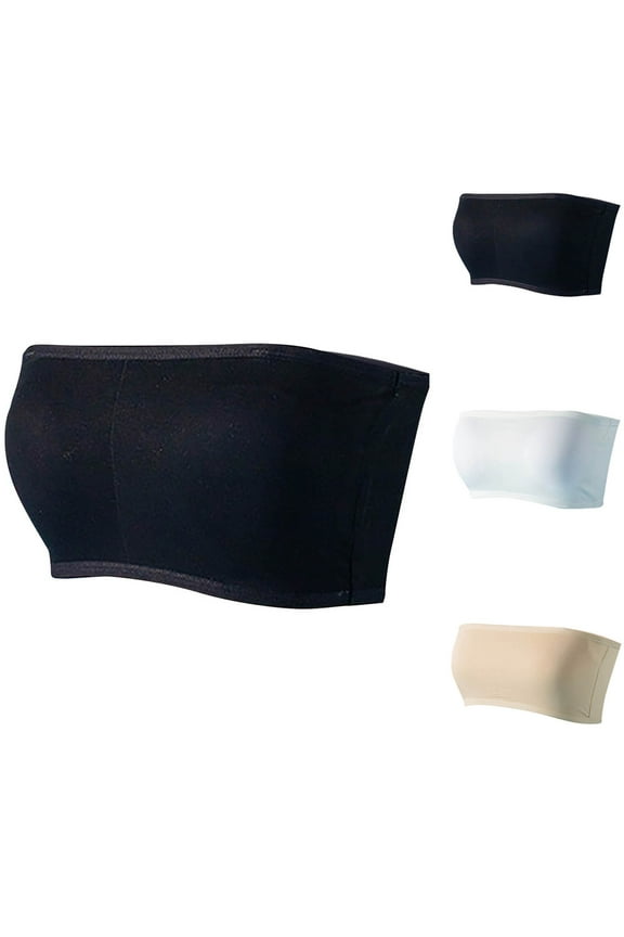 Girls Strapless Bandeau Bra Seamless Training Bras for Teens Girls Solid Color Sports Padded Tube Top Bra 8-14 Years