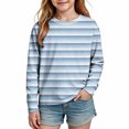 thumbnail image 1 of OGLCCG Girls Striped Long Sleeve Shirts Crewneck Basic Tops for Kids Lightweight Stretch Fall Tops Size 3, 1 of 8