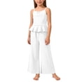 thumbnail image 1 of OGLCCG Girls Summer Outfit Set Sleeveless Ruffle Hem Tank Top and Wide Leg Pants Two Piece Girls Lightweight Outfits 4-15 Years, 1 of 7