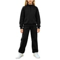 thumbnail image 1 of OGLCCG Girls Sweatsuit 2 Piece Sets Fall Fleece Hoodie and Wide Leg Sweatpants Set with Pockets Tracksuit Jogging Outfits(Black,12-13 Years), 1 of 6