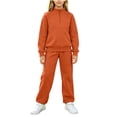 thumbnail image 1 of OGLCCG Girls Sweatsuit 2 Piece Sets Fall Fleece Hoodie and Wide Leg Sweatpants Set with Pockets Tracksuit Jogging Outfits(Orange,14-15 Years), 1 of 6