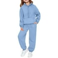 thumbnail image 1 of OGLCCG Girls Sweatsuit Set Half Zip Hooded Pullover Sweatshirt & Jogger Pants with Pocket Casual 2 Piece Fleece Tracksuit Sets 5-13 Years, 1 of 8