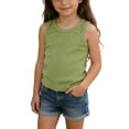 thumbnail image 1 of OGLCCG Girls Tank Tops Ribbed Textured Knit Sleeveless Tees Shirts Kids Summer Round Neck Basic Undershirts 1-13 Years, 1 of 7