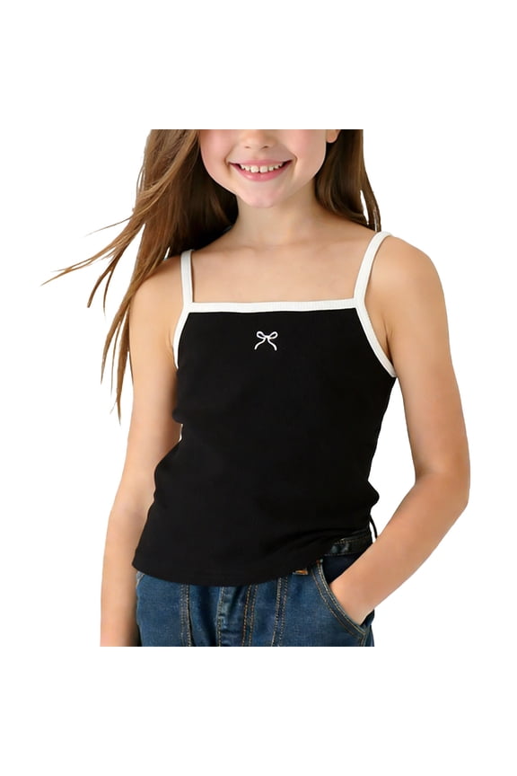 Girls Tank Tops Y2K Sleeveless Scoop Neck Spaghetti Strap Cami Shirt Little Girls Summer Knit Athletic Tank Tops for Dance 1-10 Years
