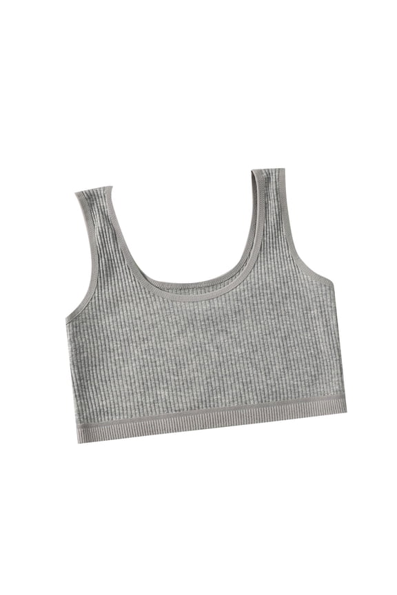 Girls' Training Bra 6-13 Years Cotton Seamless Wireless No Pads First Bras Elastic Breathable Sports Bras with Chest Double Lined