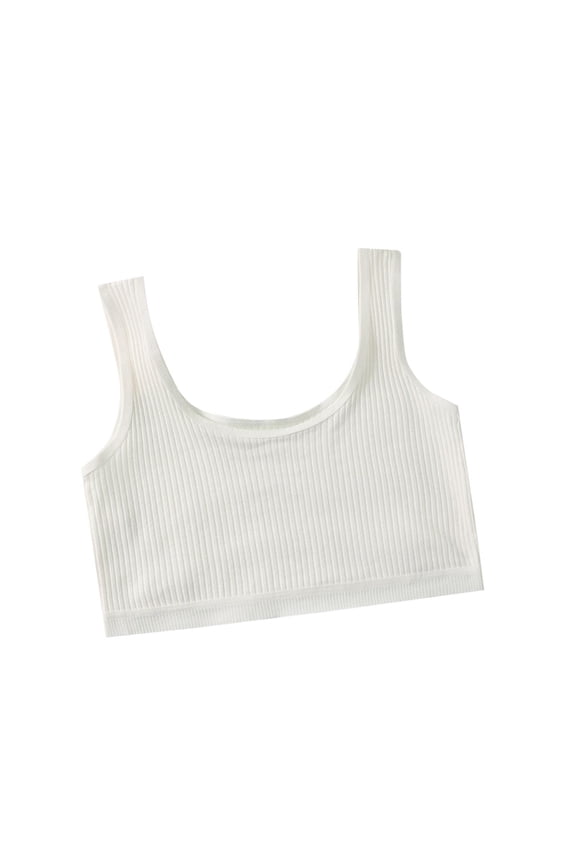 Girls' Training Bra 6-13 Years Cotton Seamless Wireless No Pads First Bras Elastic Breathable Sports Bras with Chest Double Lined