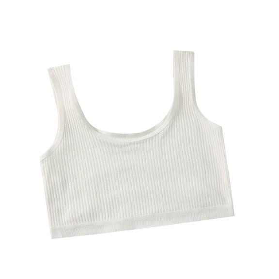 OGLCCG Girls' Training Bra 6-13 Years Cotton Seamless Wireless No Pads First Bras Elastic Breathable Sports Bras with Chest Double Lined