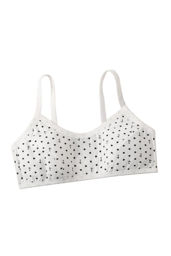 Girls' Training Bra 9-12 Cotton Seamless Wireless First Bras No Pads Elastic Breathable Cami Sports Bras with Chest Double Lined