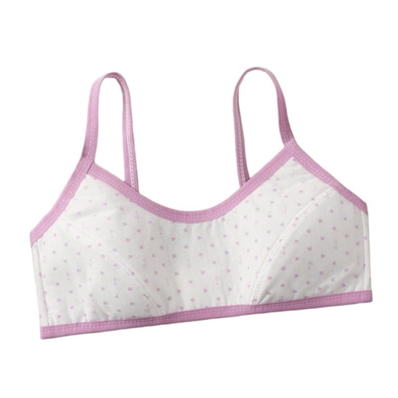 OGLCCG Girls' Training Bra 9-12 Cotton Seamless Wireless First Bras No Pads Elastic Breathable Cami Sports Bras with Chest Double Lined