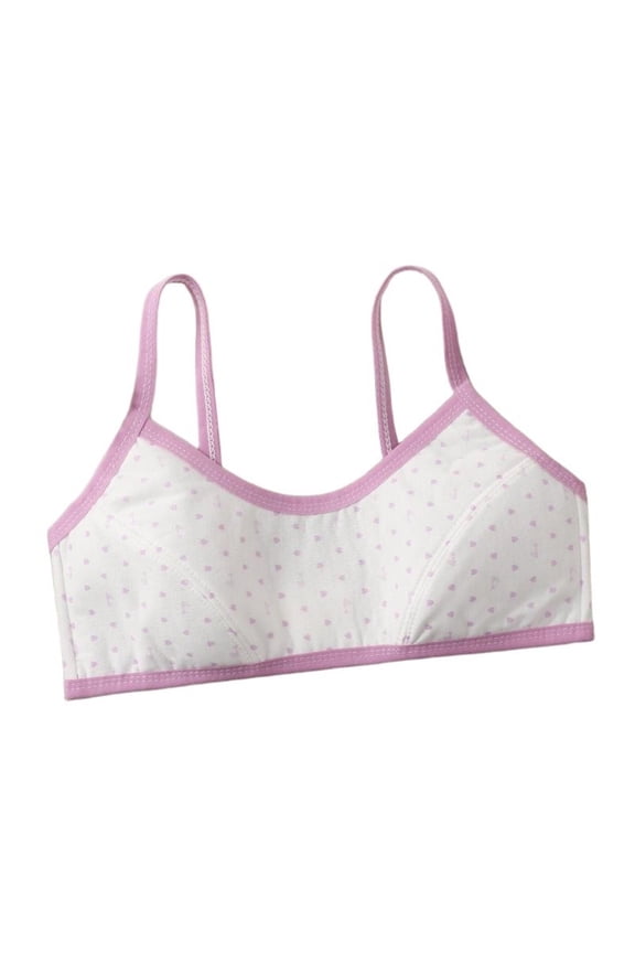 Girls' Training Bra 9-12 Cotton Seamless Wireless First Bras No Pads Elastic Breathable Cami Sports Bras with Chest Double Lined