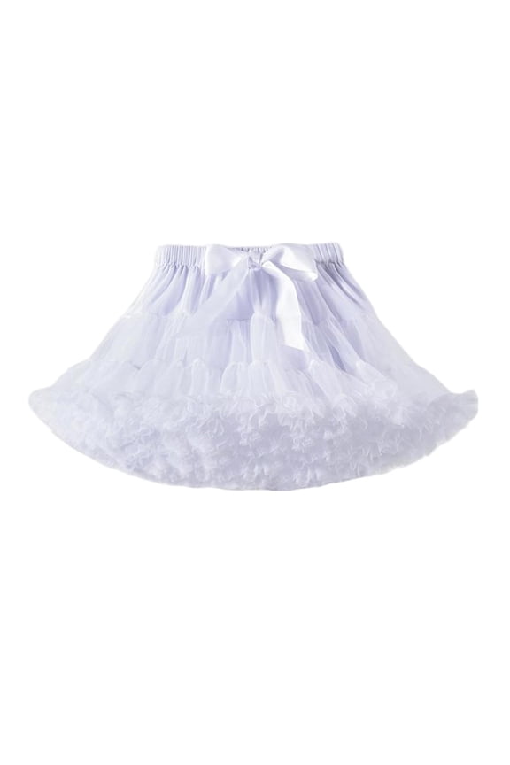 Girls Tutu Skirt Cute Bow Elastic Waist Chiffon Puffy Tulle Skirt Princess Fluffy Soft Ballet Dance Pettiskirts Underskirt 0-10 Years