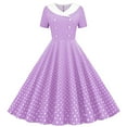 thumbnail image 1 of OGLCCG Girls Vintage Polka Dot Swing Dresses Audrey Print Short Sleeve Dress with Peter Pan Collar A-Line Party Princess Dress 5-14 Years, 1 of 5