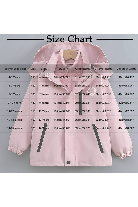 Girls Waterproof Jacket 3 In 1 Detachable Liner Fleece Windproof Windbreaker Coat With Hood Outdoor Hiking Warm Winter Coat 4-15 Years