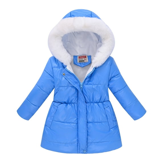 OGLCCG Girls Winter Coat Full Zip Winter Warm Fleece Puffer Jackets for Kids Solid Color Outdoor Thick Coats with Pockets 4-12 Years