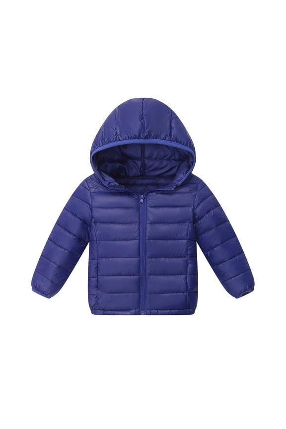Girls Winter Hooded Puffer Jackets Lightweight Full Zip Quilted Puffer Down Coat with Pockets Solid Color Warm Outerwear 4-14 Years