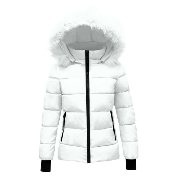 OGLCCG Girls Winter Puffer Coats with Faux Fur Hood Full Zip Thermal Warm Padded Jackets with Pockets Thick Hooded Down Outwear 5-14 Years
