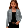 thumbnail image 1 of OGLCCG Glitter Cropped Cardigan for Girls Long Sleeve Open Front Party Shiny Bolero Shrug Trendy Solid Color Sparkly Jacket Coat 4-14 Years, 1 of 7