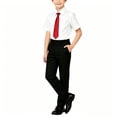thumbnail image 1 of OGLCCG Graduation Outfits,Back to School Outfits for Boys 2 Piece,Short Sleeve Button Down Shirt with Tie & Dress Pants Matching Sets Size 2-15, 1 of 5