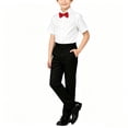 thumbnail image 1 of OGLCCG Graduation Outfits,Back to School Outfits for Boys 2 Piece,Short Sleeve Button Down Shirt with Tie & Dress Pants Matching Sets Size 2-15, 1 of 5