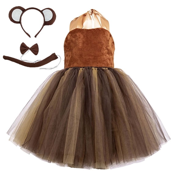 OGLCCG Halloween Animal Costumes for Girls 4PCS Ears Headband Mesh Tutu Dress Set Funny Role Play Party Performance Dress Up 1-10 Years