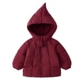 thumbnail image 1 of OGLCCG Hooded Puffer Jackets for Girls Lightweight Warm Quilted Winter Coat for Girls Full Zip Cute Down Jacket with Pockets(Wine,1-2 Years), 1 of 6