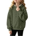 thumbnail image 1 of OGLCCG Hoodies for Teen Girls Trendy Preppy Hooded Tops Cute Polka Dot Print Long Sleeve Sweatshirts for Girls(Army Green,13-14 Years), 1 of 6