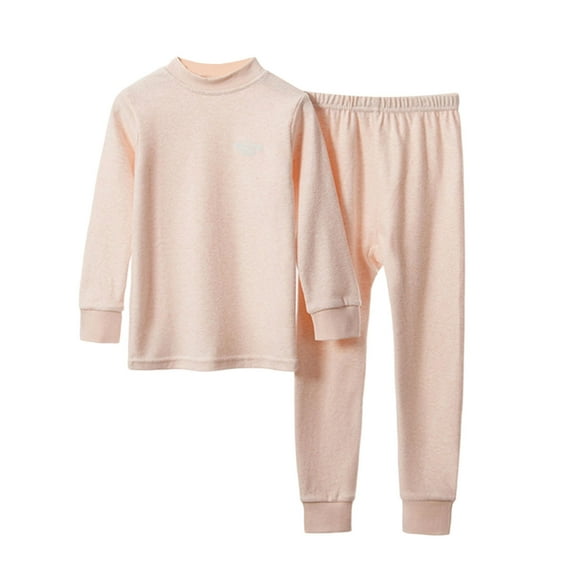 OGLCCG Kid Boys Girls Thermal Underwear Set Cotton Long Johns Sets for Winter Solid Color Soft Base Layer Thermal Top and Bottom 2-14 Years