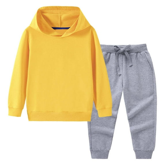 OGLCCG Kid's Hooded Tracksuit Set Boys Girls 2 Pieces Pullover Hoodie and Sweatpants Set Solid Color Cotton Sweatsuit for 1-12 Years