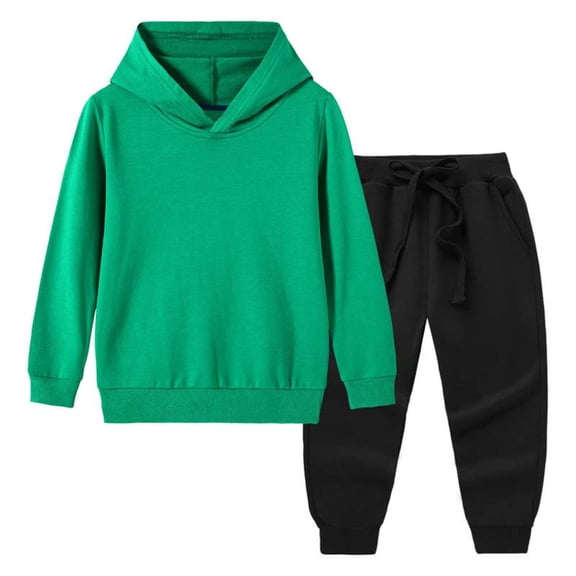 OGLCCG Kid's Hooded Tracksuit Set Boys Girls 2 Pieces Pullover Hoodie and Sweatpants Set Solid Color Cotton Sweatsuit for 1-12 Years
