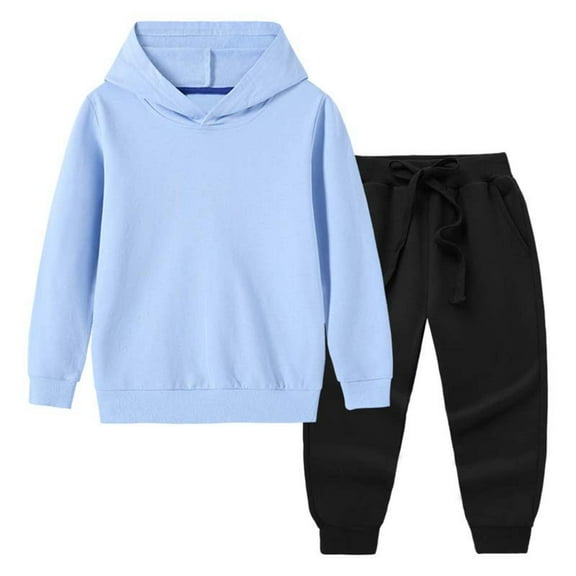 OGLCCG Kid's Hooded Tracksuit Set Boys Girls 2 Pieces Pullover Hoodie and Sweatpants Set Solid Color Cotton Sweatsuit for 1-12 Years