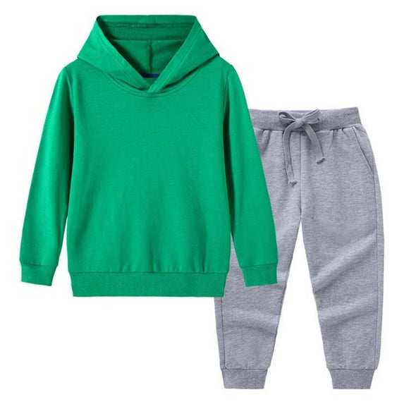 OGLCCG Kid's Hooded Tracksuit Set Boys Girls 2 Pieces Pullover Hoodie and Sweatpants Set Solid Color Cotton Sweatsuit for 1-12 Years