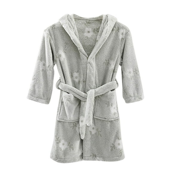 OGLCCG Kids Bathrobe Cute Printed Hooded Soft Towel Robe for Girls Boys Terry Cloth Robes Sleepwear with Pockets 4-12 Years